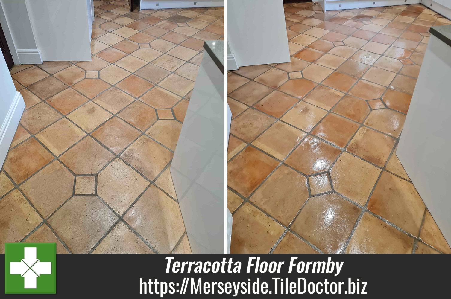 Removing Wax from a Terracotta Kitchen Floor in Merseyside with Tile Doctor Wax Away