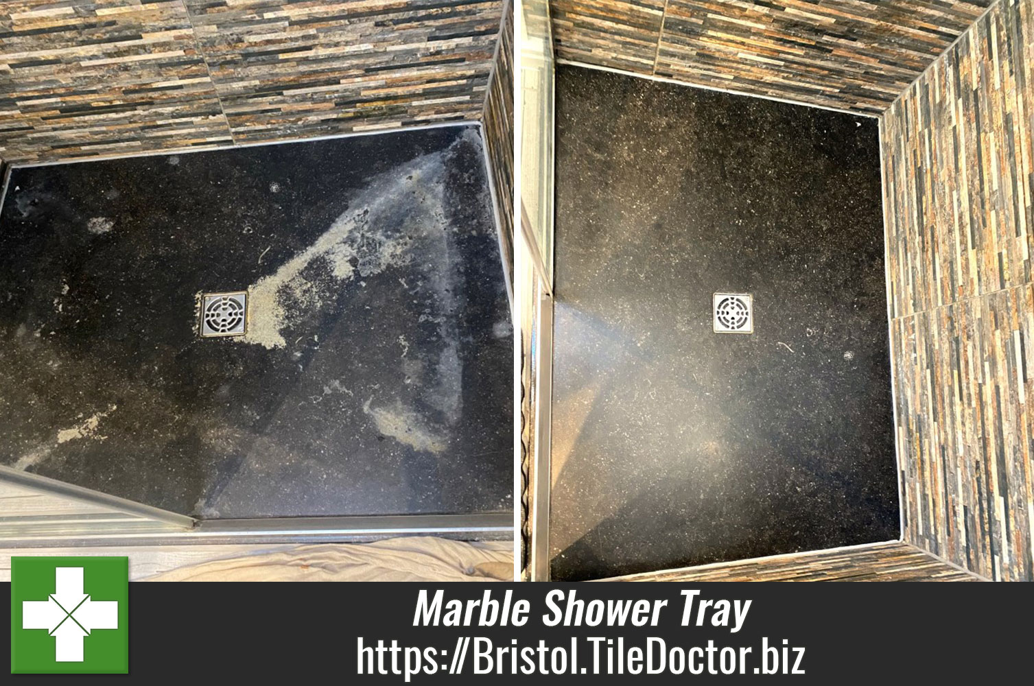 Using Small Burnishing Pads to Restore a Marble Shower Tray in Bristol