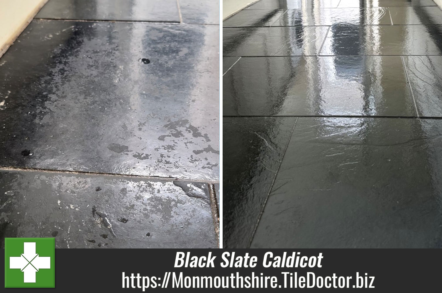 Achieving a Lovely Sheen Finish on Black Slate With Tile Doctor Seal and Go in Caldicot Monmouthshire