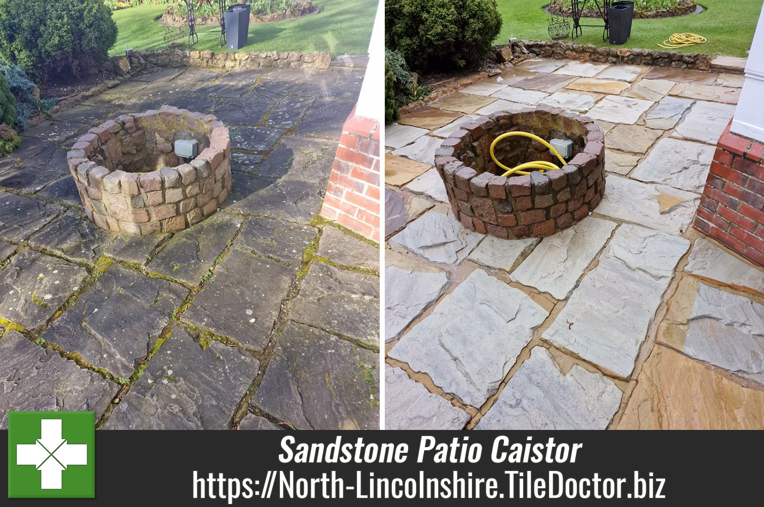 Removing Dirt and Blackspot Staining with Tile Doctor Driveway and Patio Cleaner in Caistor Lincolnshire