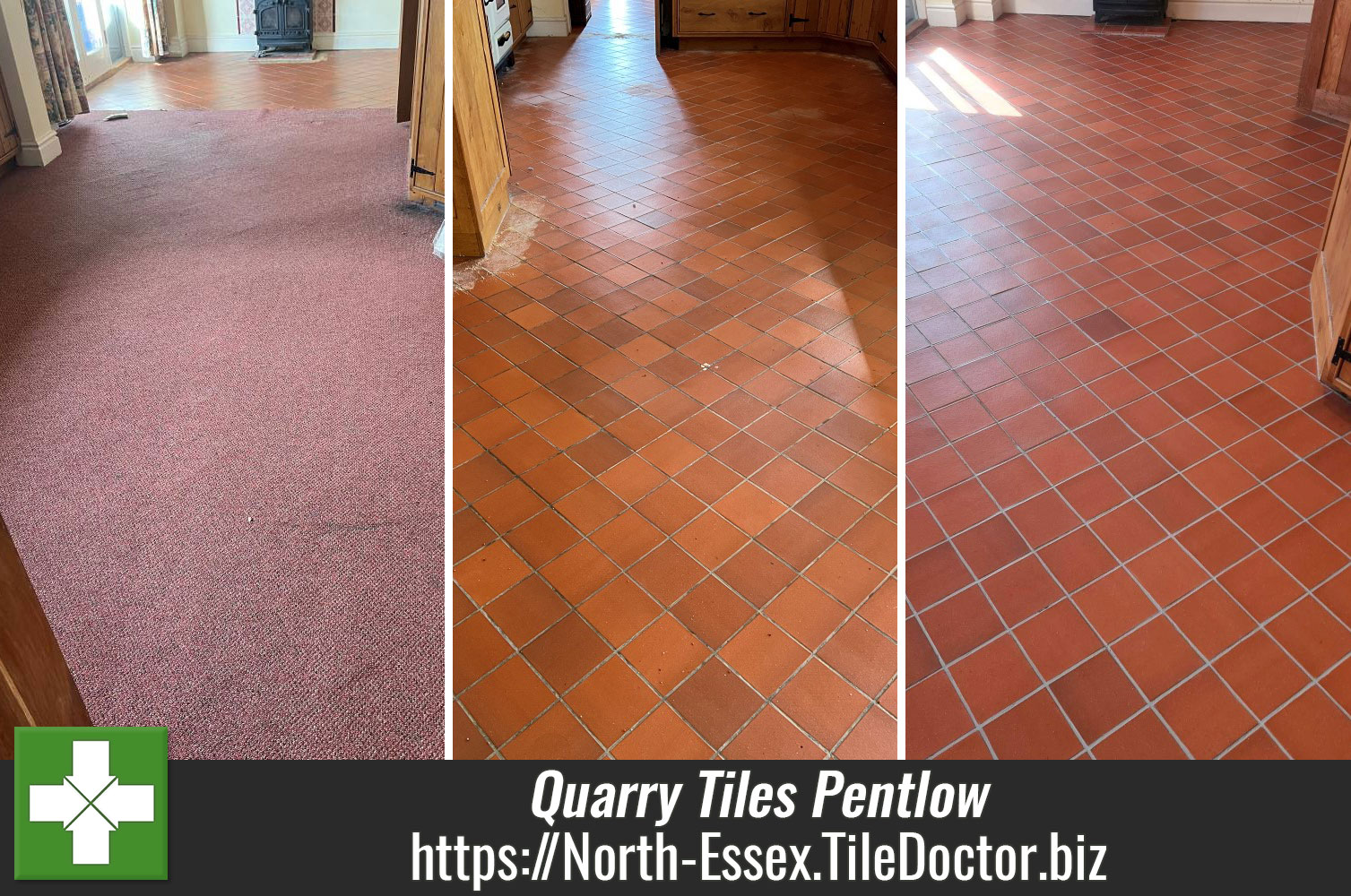 Tile Doctor Remove and Go used to Clean Glue from a Quarry Tiled Floor in Pentlow Braintree