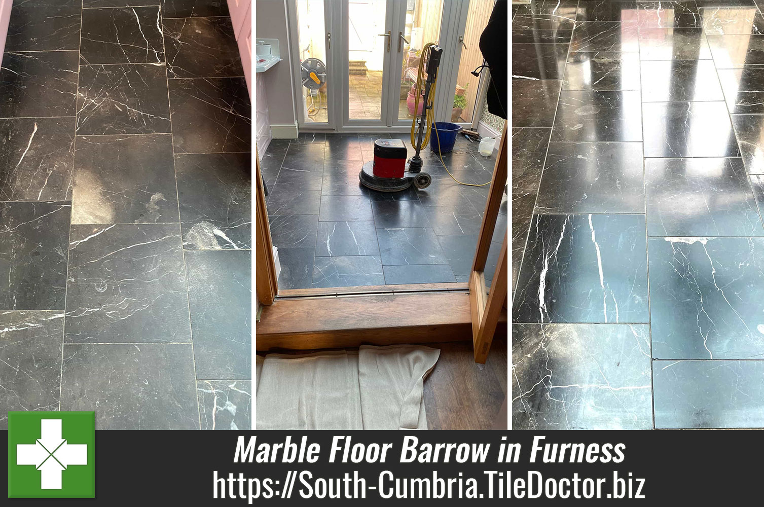 Achieving a Deep Polish on Marble Floor Tiles in Barrow in Furness with Tile Doctor Burnishing Pads