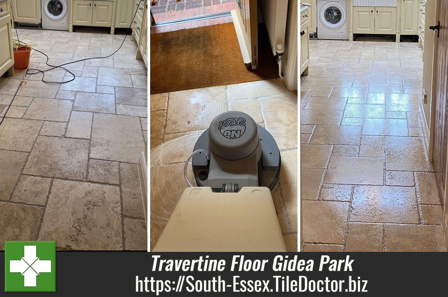 Acid Washing Stone Flooring in Gidea Park Romford with Tile Doctor Grout Clean-Up