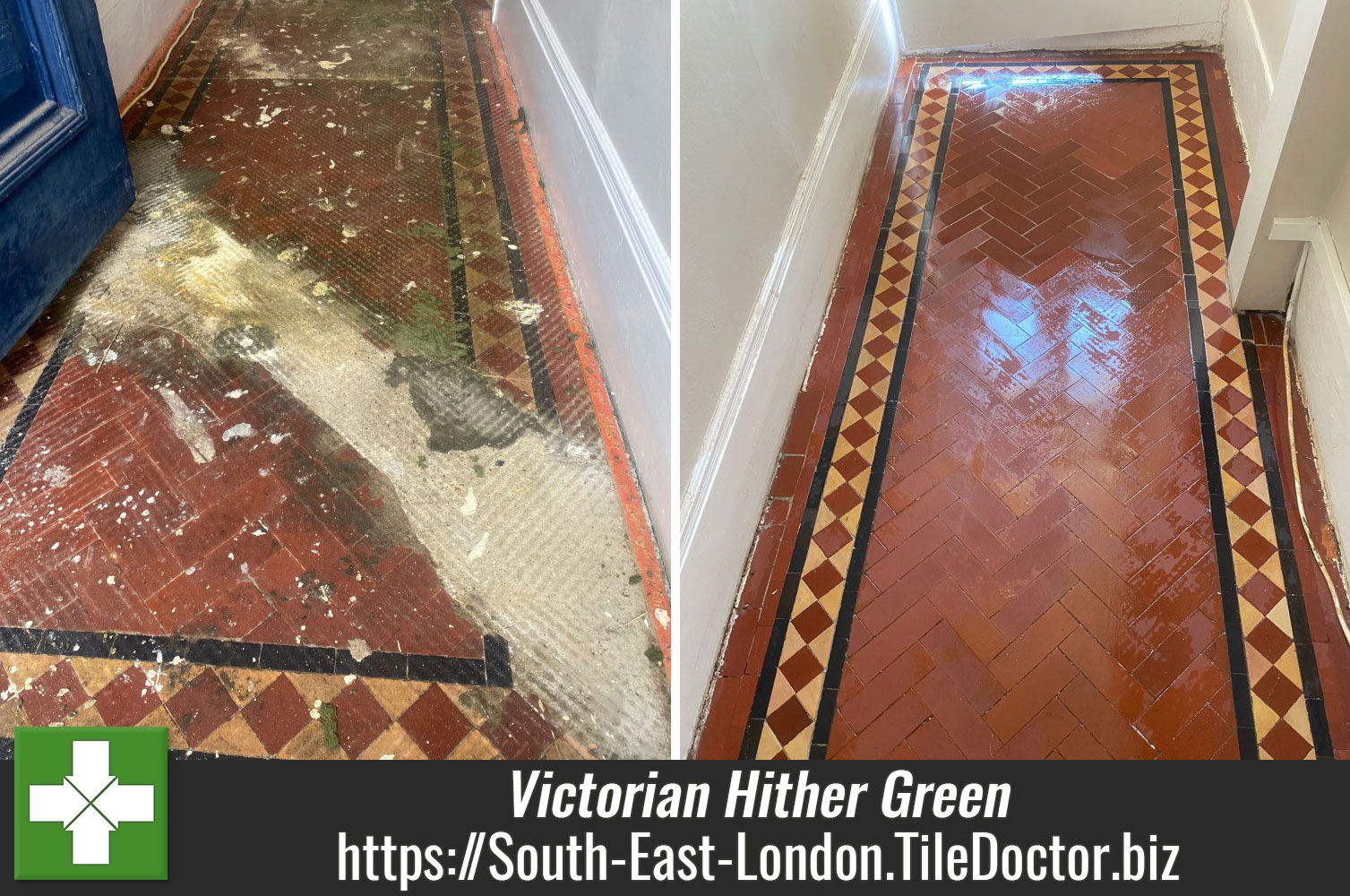 Stone Oil used to Darken Original Victorian Tiles in Hither Green South London