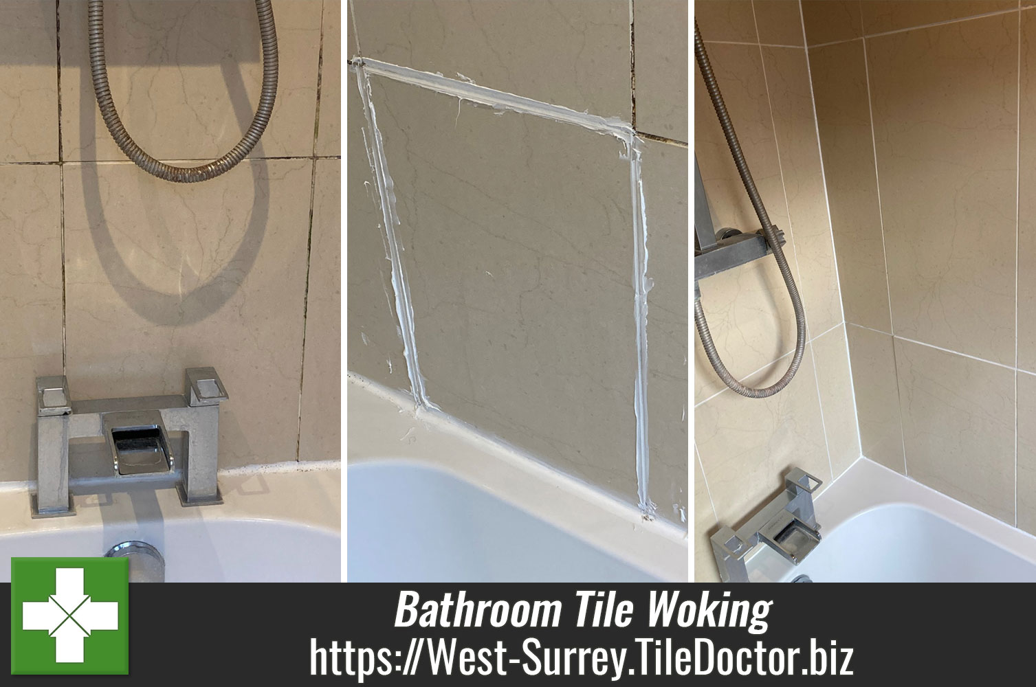 Tile Doctor Grout Clean-up used to Remove Limescale from Bathroom Tiles in Woking  Surrey