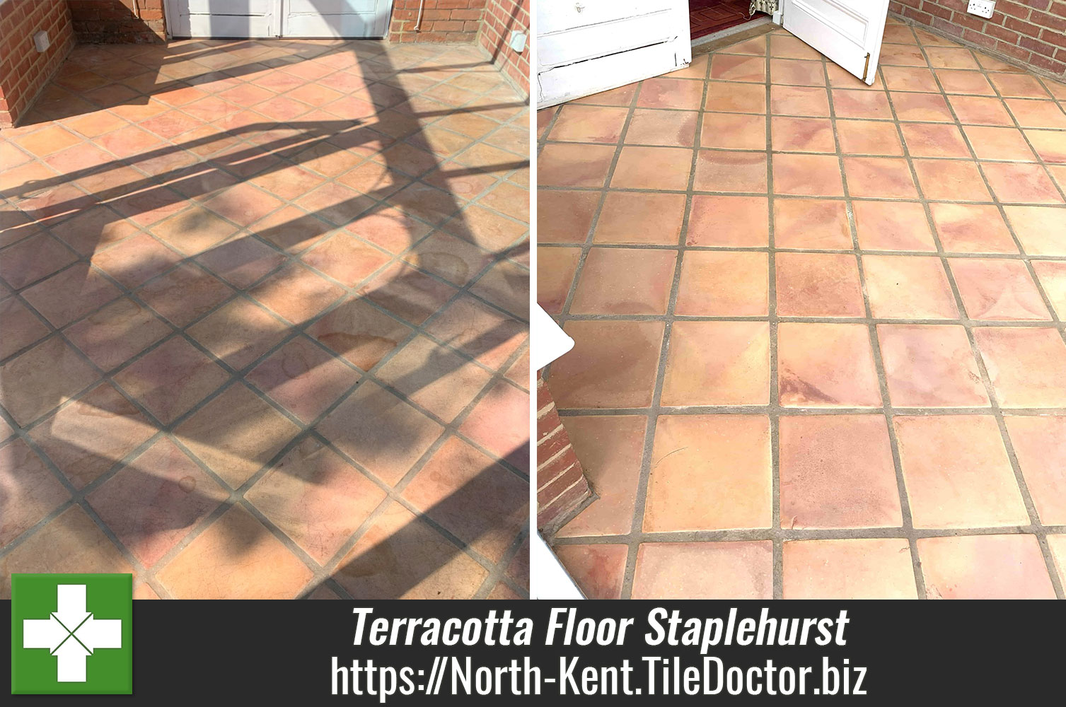 Removing Water Stains from a Terracotta Tiled Conservatory Floor with Tile Doctor Pro-Clean in Staplehurst Kent