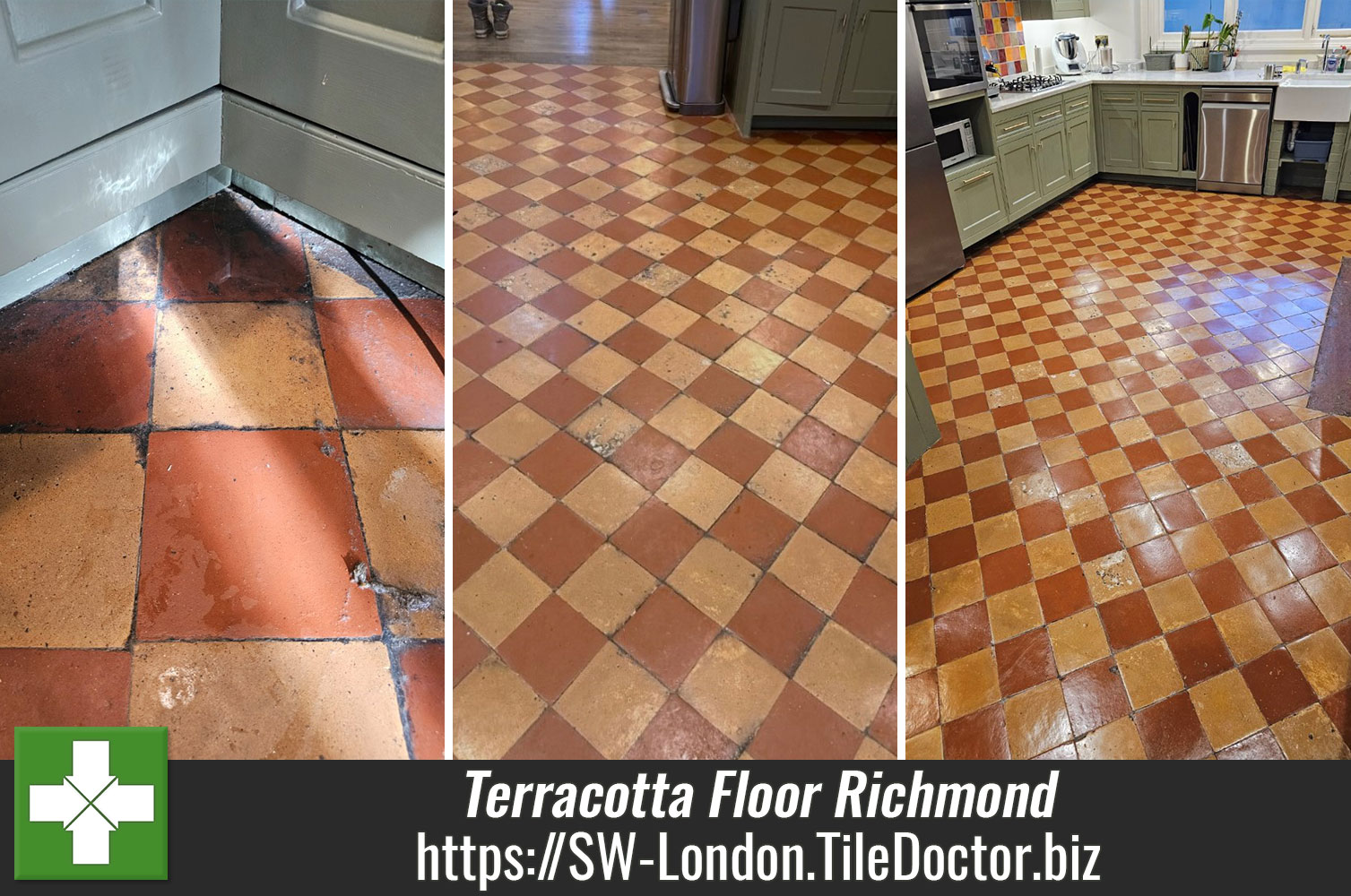 Removing Layers of Sealer from a Terracotta Kitchen Floor with Tile Doctor Remove and Go in Richmond South London