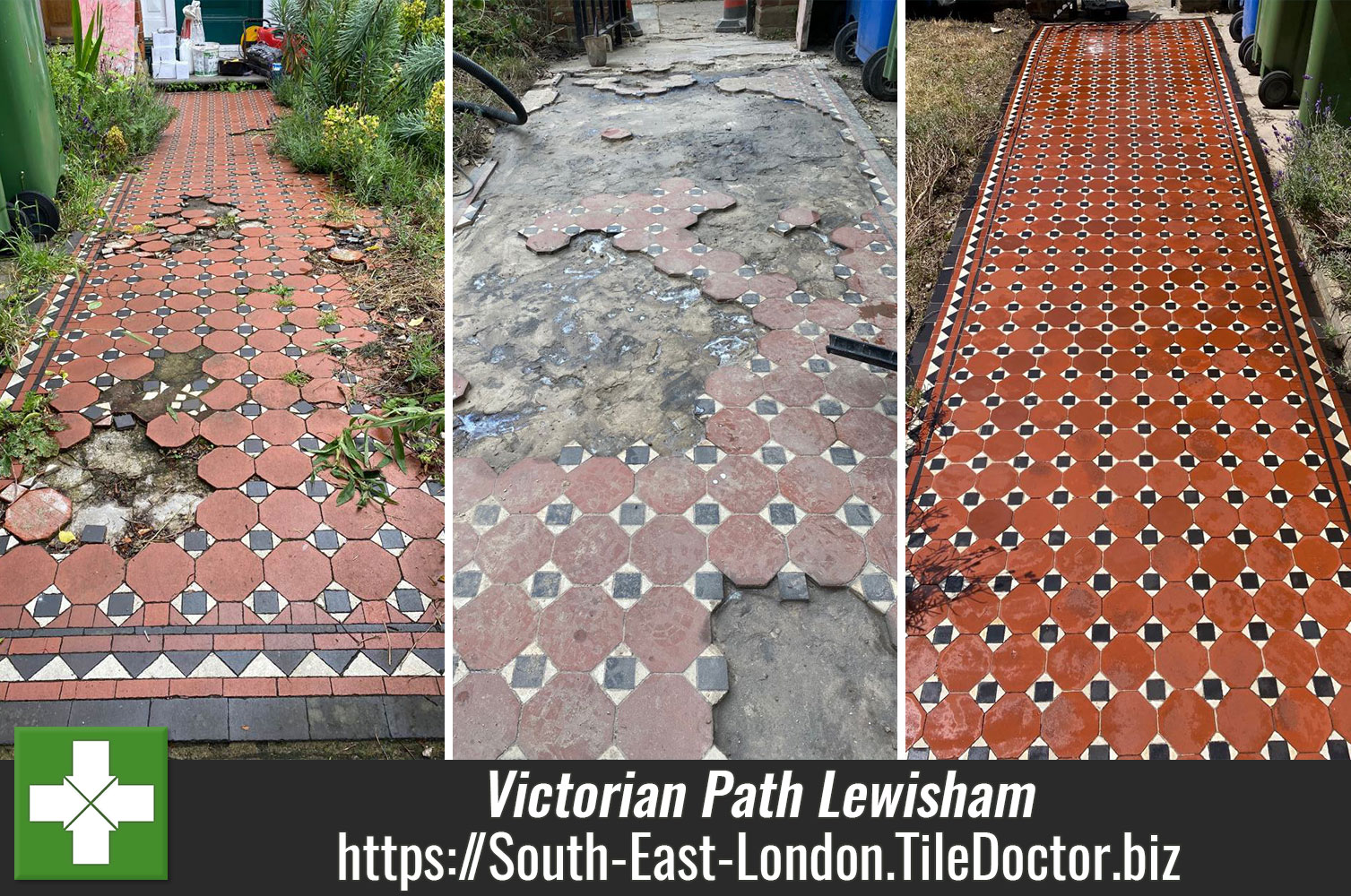 Combining Tile Doctor Remove and Go with Nanotech HUB to treat a Dilapidated Victorian Tiled Path in Lewisham South London