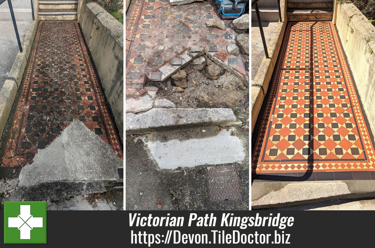 Victorian Tiled Path Restoration Kingsbridge Devon