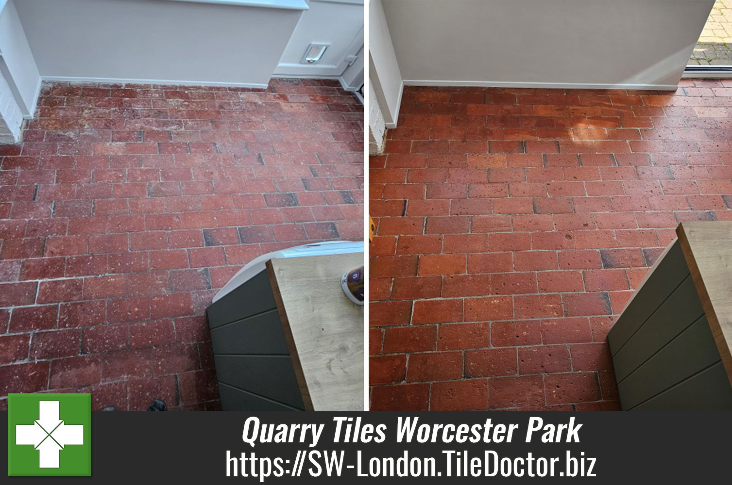 Achieving a Lovely Subtle Sheen on a Quarry Tiled Floor with Tile Doctor Seal and Go Extra in Worcester Park South London