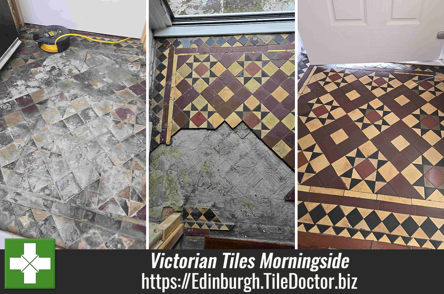 Removing Cement Screed from Victorian Tiles with Tile Doctor Acid Gel in Morningside Edinburgh