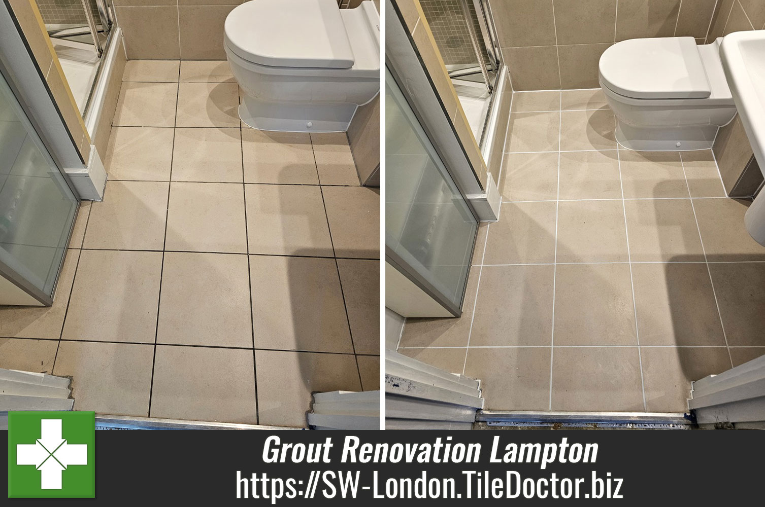 White Tile Doctor Grout Colourant Used to Revamp a Ceramic Tiled Bathroom in Lampton Southwest London