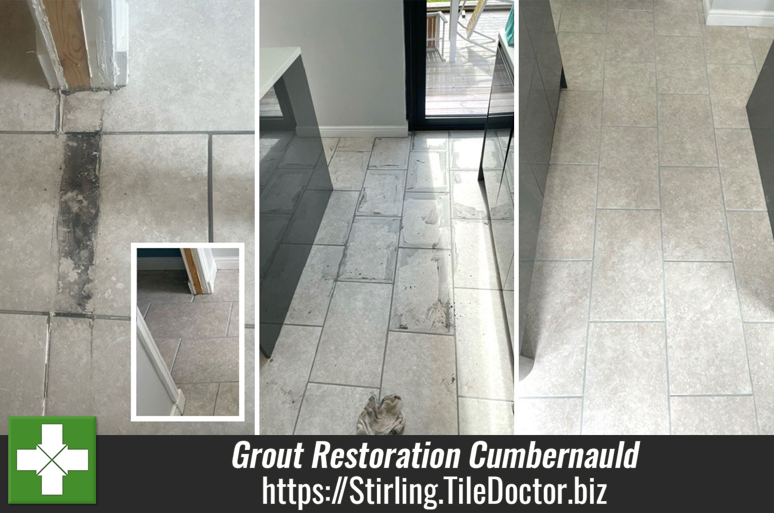 Discoloured Grout Given Uniform Appearance with Tile Doctor Grout Colourant in Cumbernauld North Lanarkshire