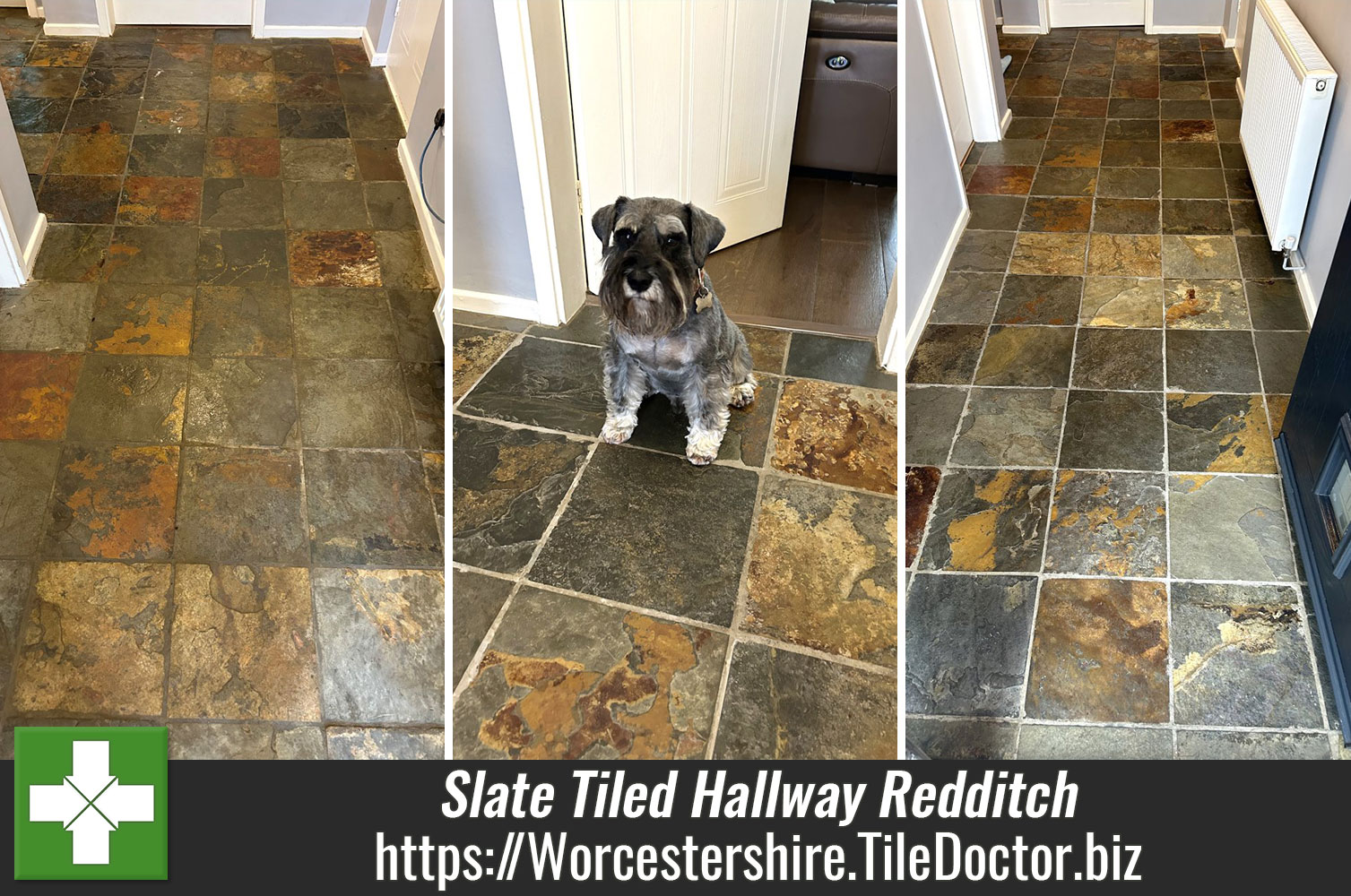 Multi-Coloured Indian Slate Tiled Hallway Renovation Redditch