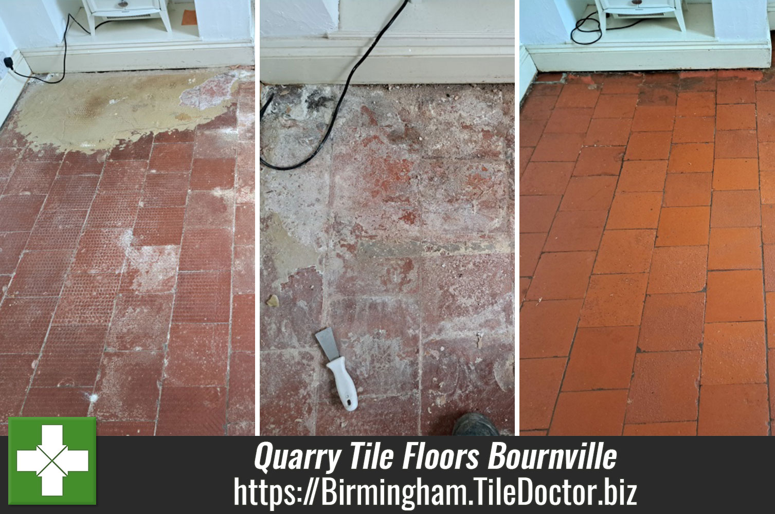 Tile Doctor Carbide Floor Pads Used in the Restoration of Neglected Quarry Tiled Floors in Bournville Birmingham