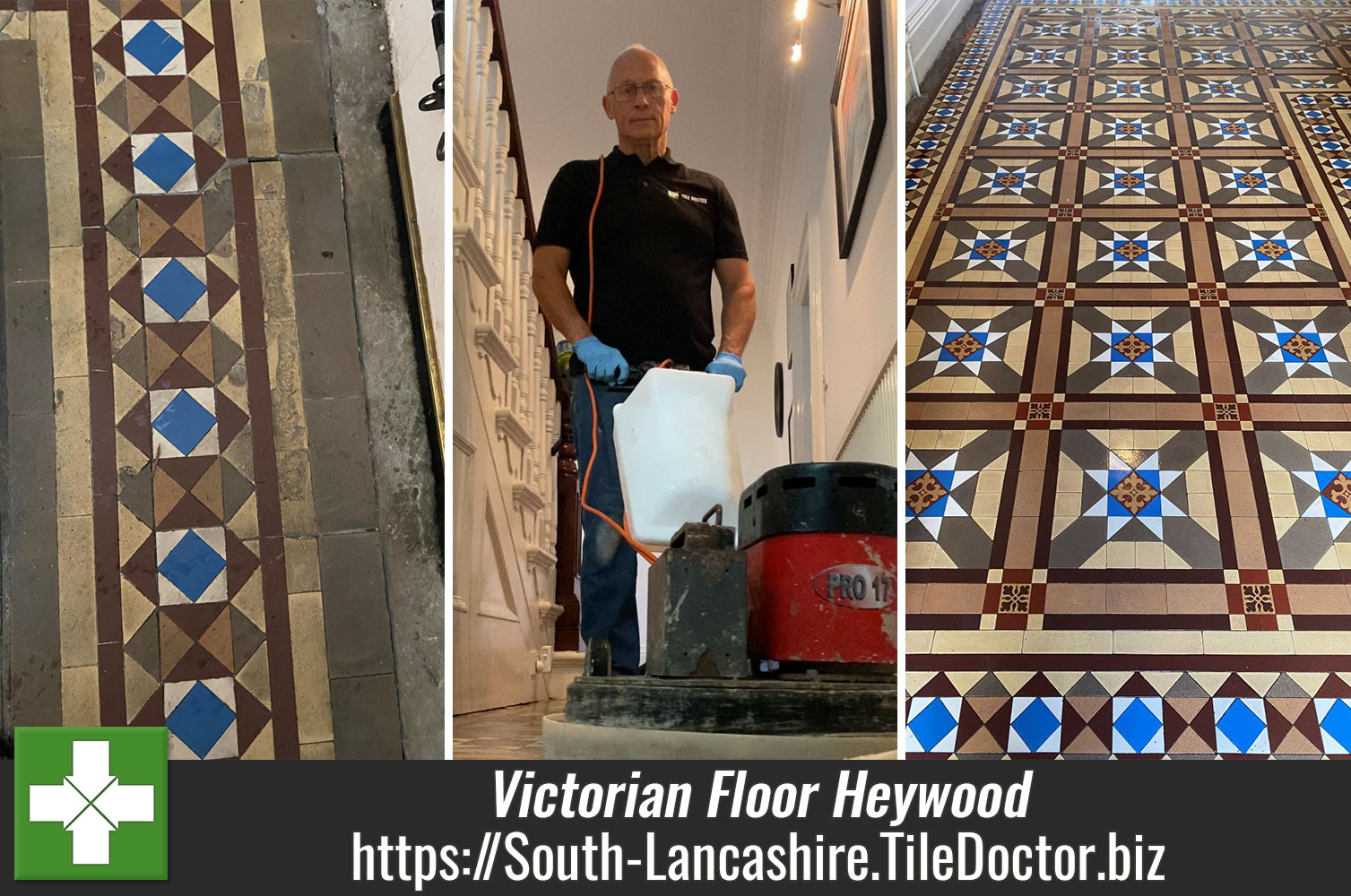 Removing Carpet Glue from Victorian Flooring with Tile Doctor Remove and Go in Heywood Lancashire