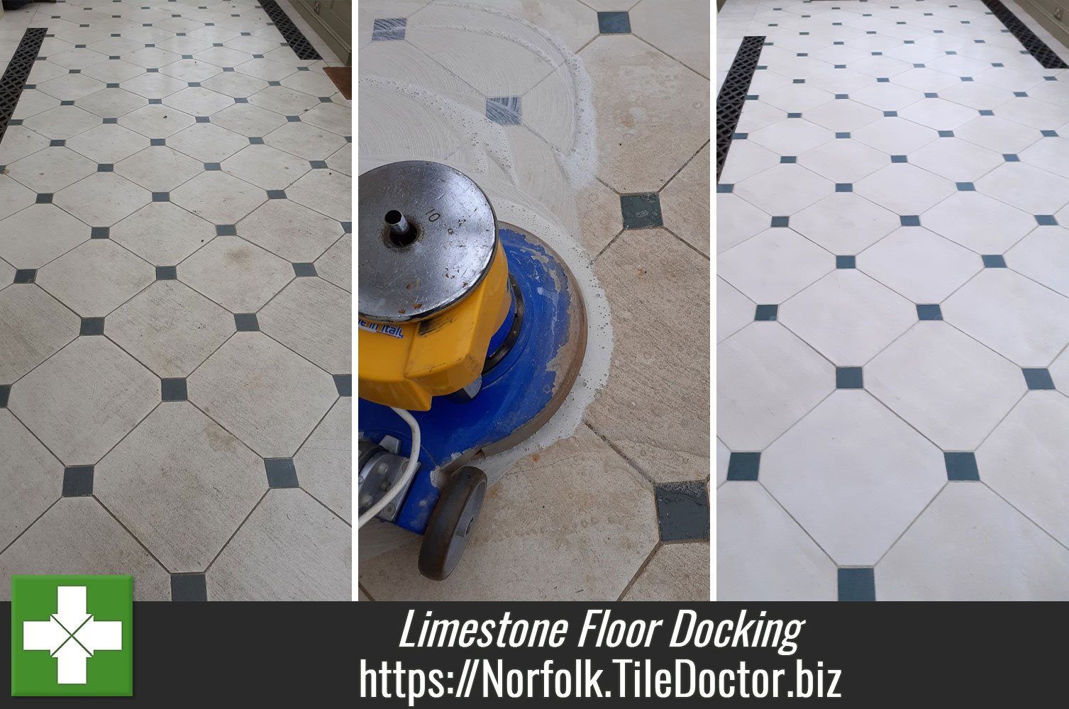 Polishing Scratches out of Portland Limestone Tiles in Docking Norfolk with Tile Doctor Diamond Pads